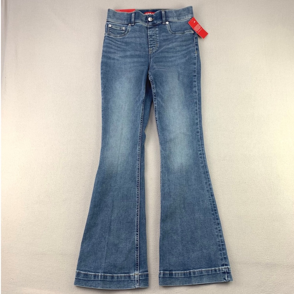 Spanx Flare Jeans Women S Blue NWT Pull-On Core-Shaping High Rise Stretch